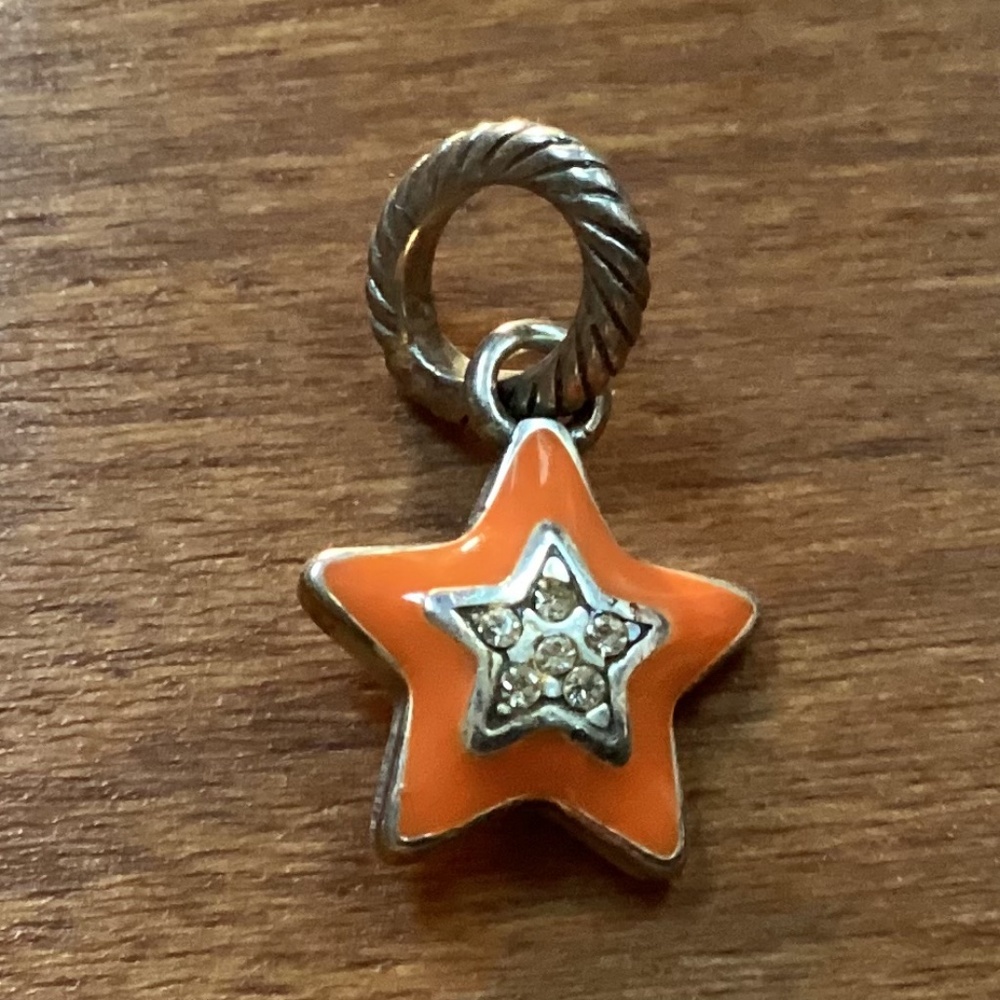 Brighton Retired Orange Star Enamel Star with Swarovski Crystals